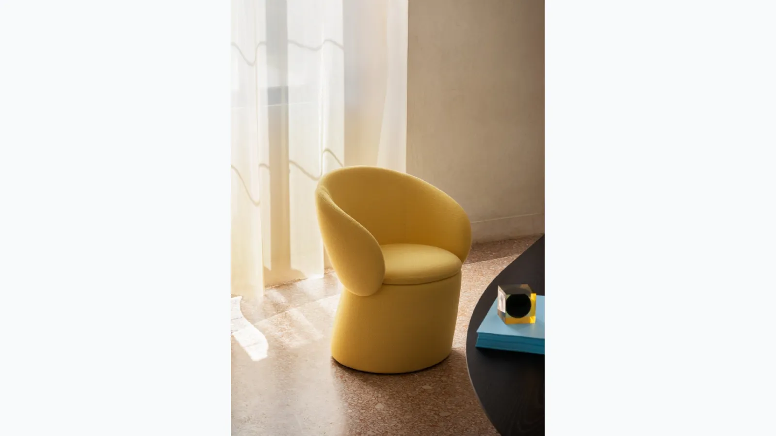 Monk Nebula chair by Miniforms in upholstered fabric.