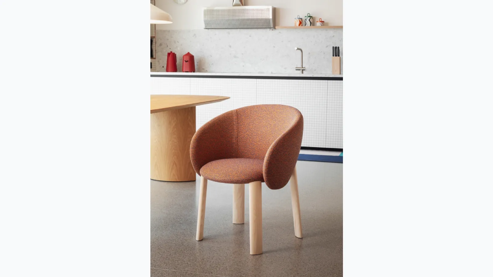 Nebula Wood chair in Miniforms fabric.