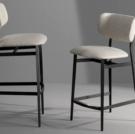 Noor Too stool in upholstered fabric with steel structure by Bonaldo