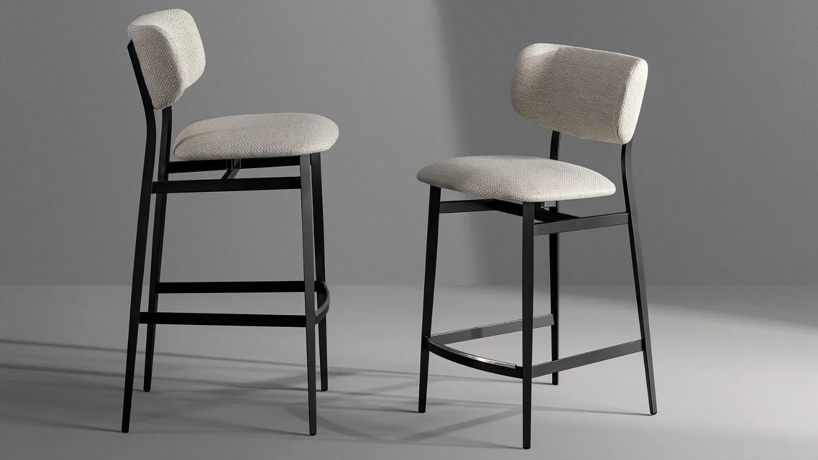 Noor Too stool in upholstered fabric with steel structure by Bonaldo