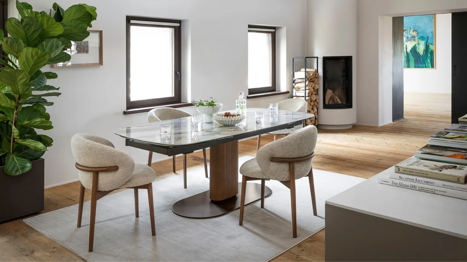 Oleander chair in fabric and wood by Calligaris.