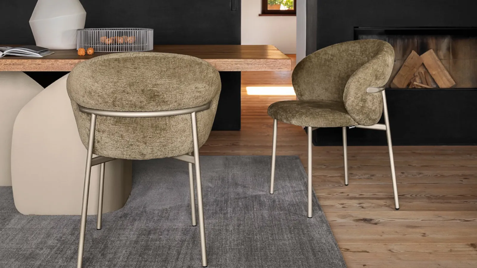 Fabric chair with metal legs Oleander by Calligaris