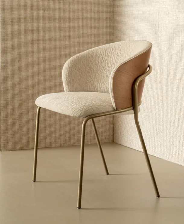 Panarea fabric chair with oak backrest by Riflessi