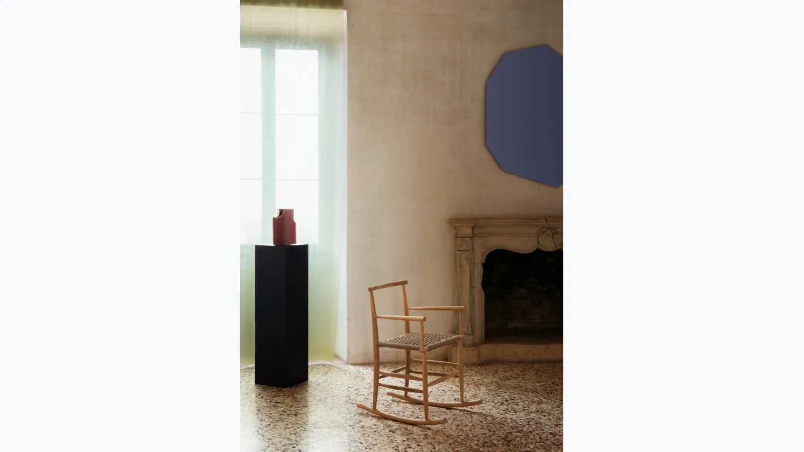 Pelleossa Rocking Chair in wood and Vienna straw by Miniforms.