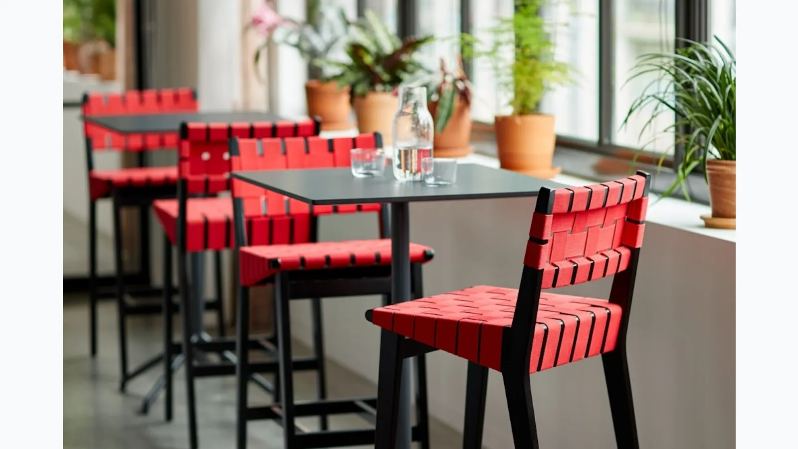 Risom Barstool in fabric and wood by Knoll