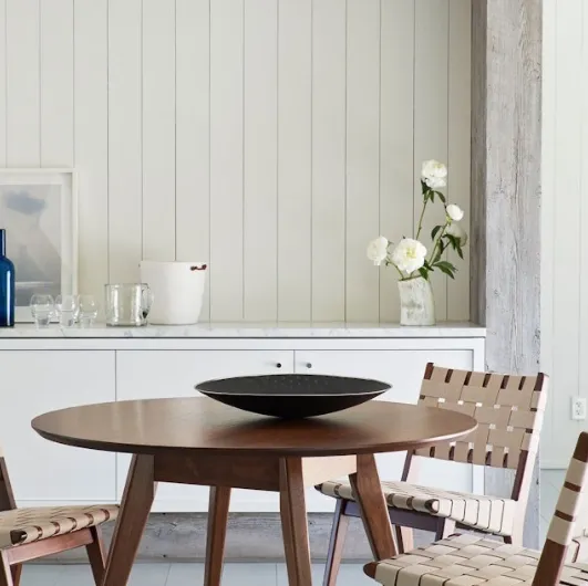 Risom Side Chair in fabric and wood by Knoll.