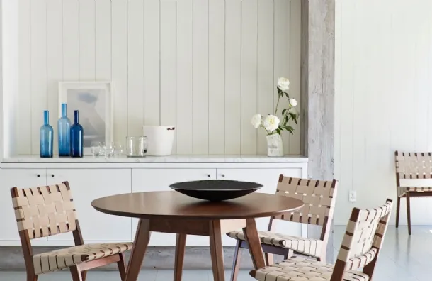 Risom Side Chair in fabric and wood by Knoll.