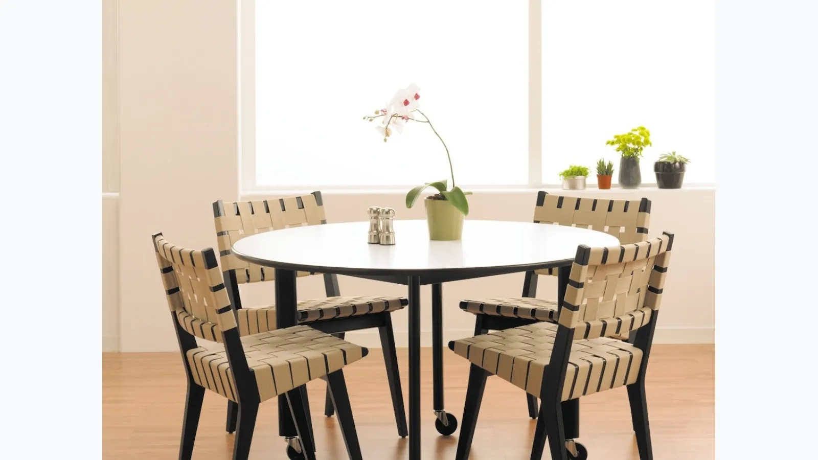Risom Side Chair in fabric and wood by Knoll.