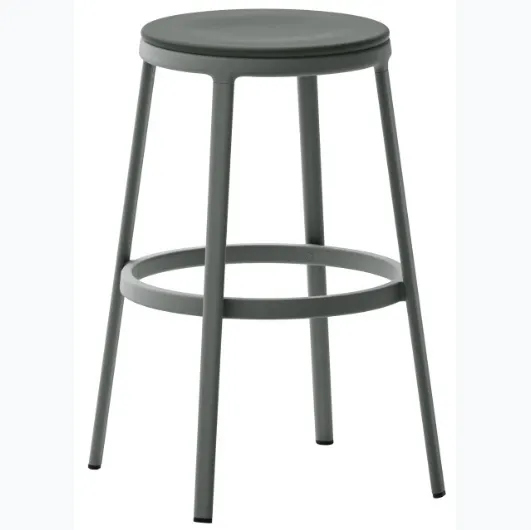 Round polypropylene stool with metal structure by Veneta Cucine.
