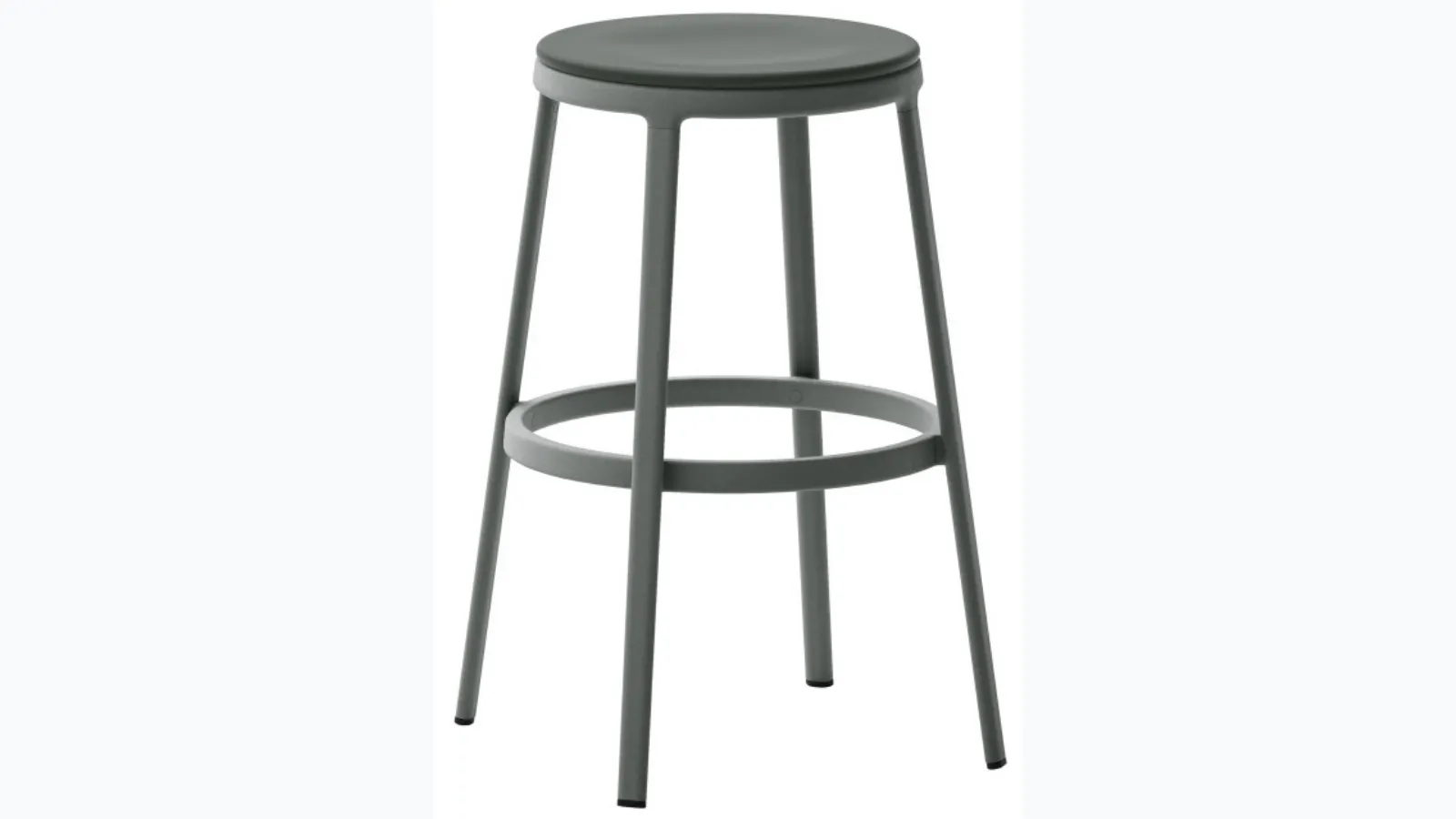 Round polypropylene stool with metal structure by Veneta Cucine.