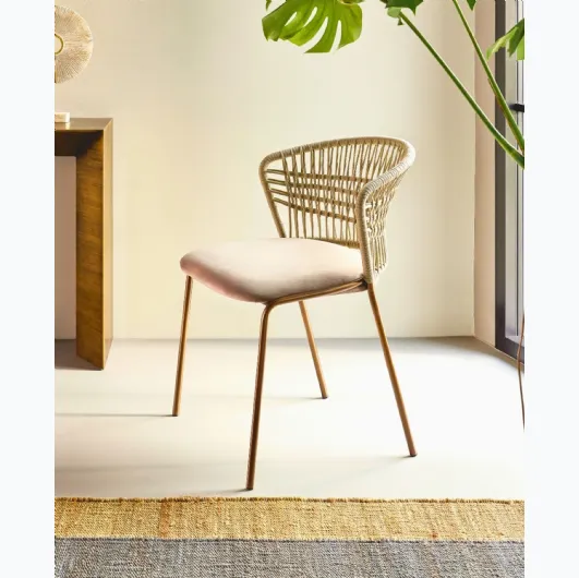Soffio chair in polyester cord and padded seat by Riflessi.