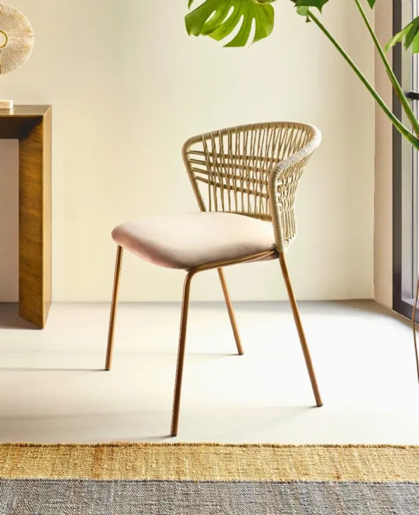 Soffio chair in polyester cord and padded seat by Riflessi.