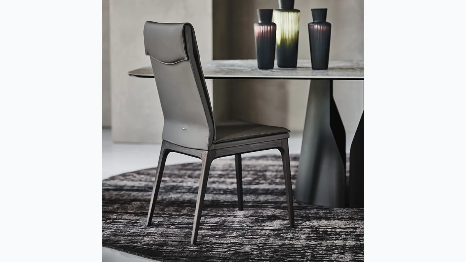 Leather chair with wooden legs Sofia by Cattelan Italia.
