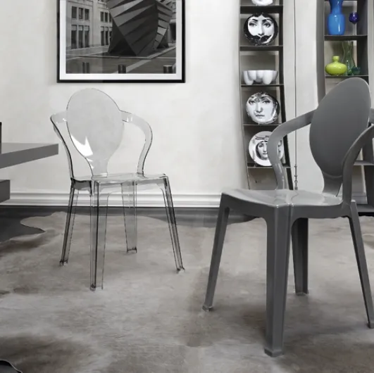 Recyclable transparent or colored transparent polycarbonate chair Spoon by Scab Design