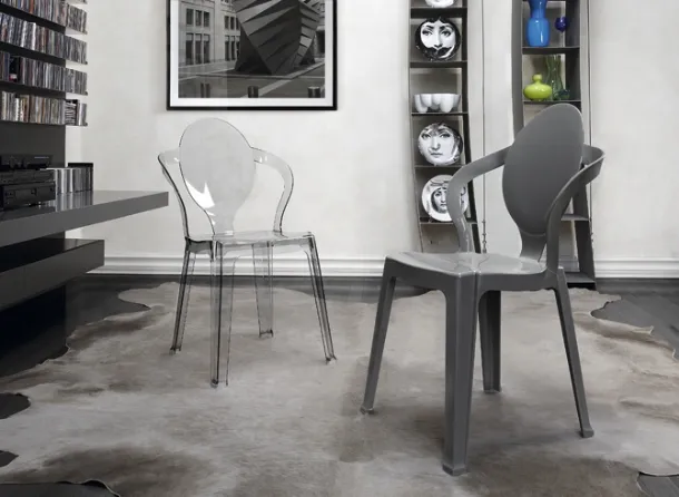 Recyclable transparent or colored transparent polycarbonate chair Spoon by Scab Design