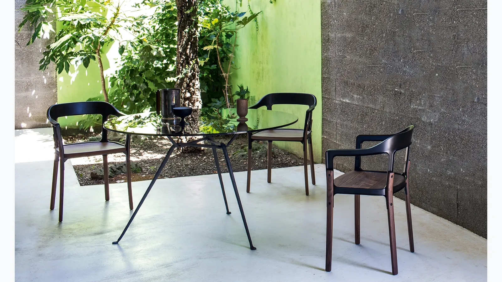 Steelwood Chair by Magis made of solid wood and steel sheet.