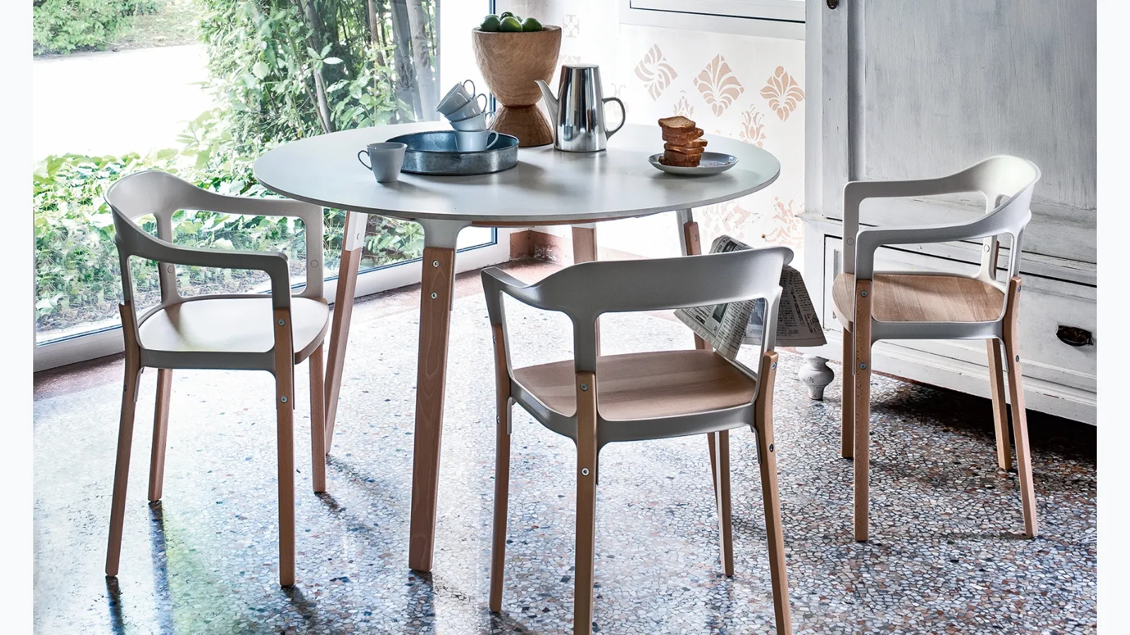 Steelwood Chair by Magis is made of solid wood and steel sheet.