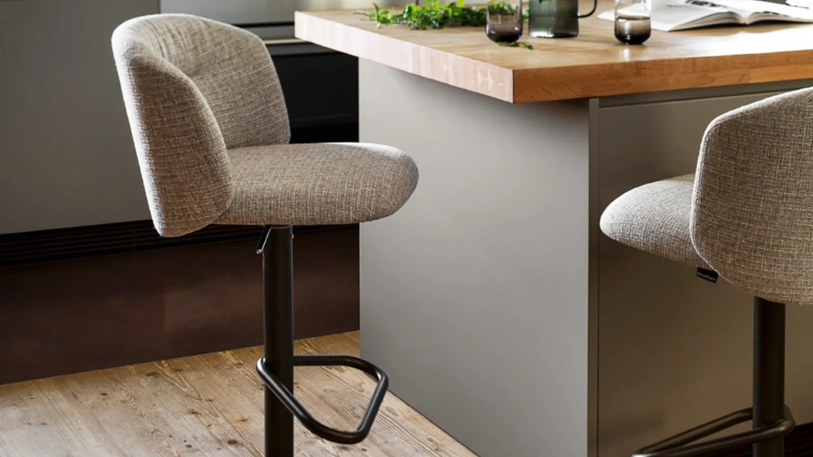 Sweet upholstered fabric stool by Calligaris