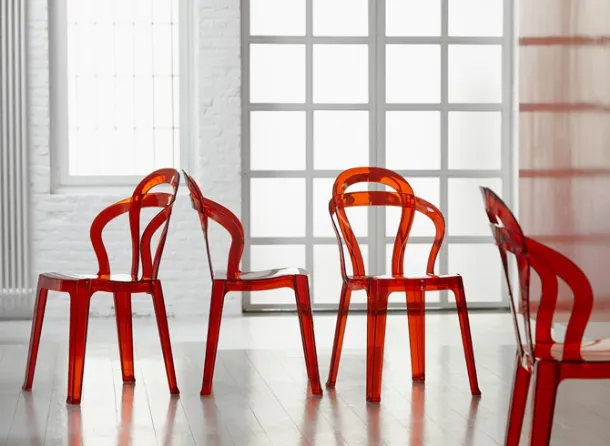 Stackable polycarbonate chair Titì by Scab Design.