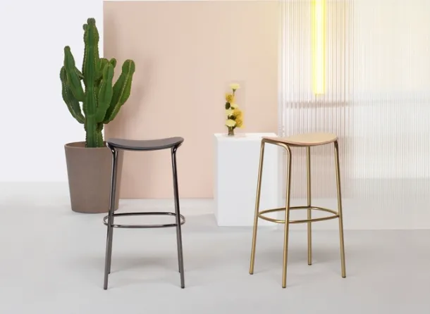 Trick Wood stool in wood and metal by Scab Design.
