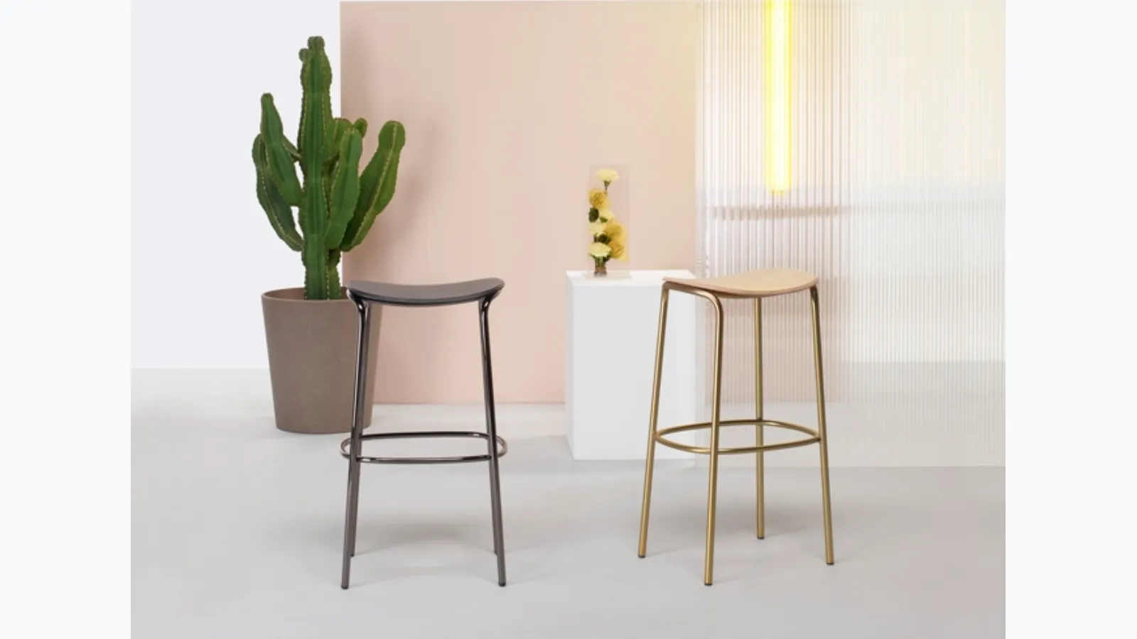 Trick Wood stool in wood and metal by Scab Design.