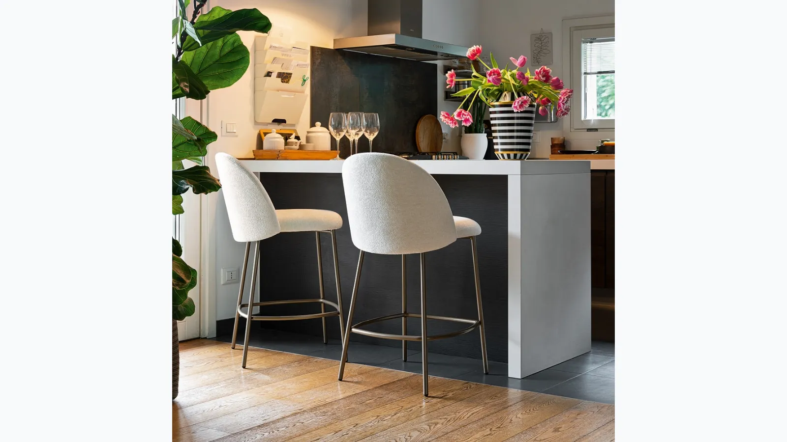 Tuka Mid upholstered stool by Connubia