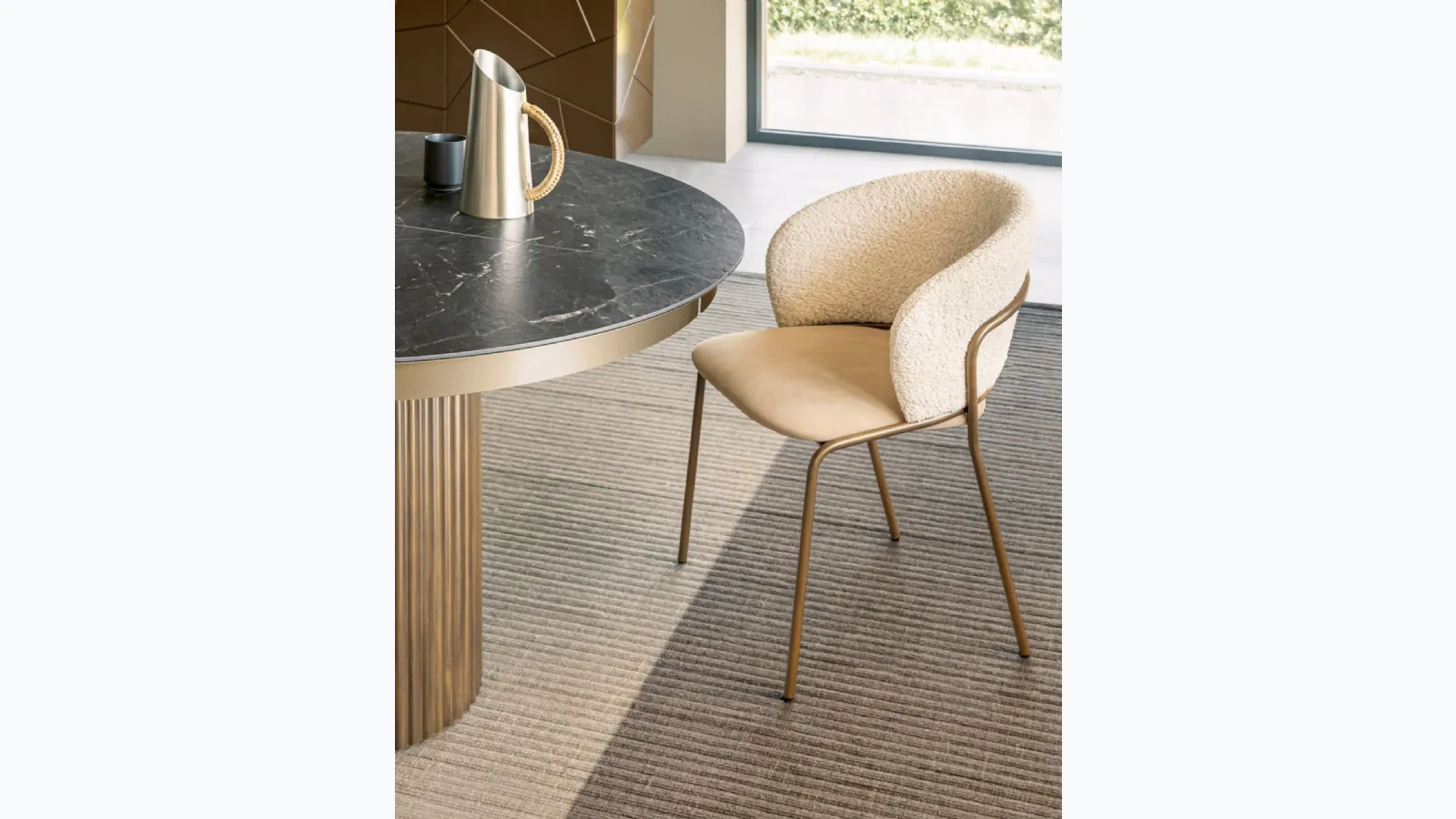 Vela chair in padded fabric by Riflessi
