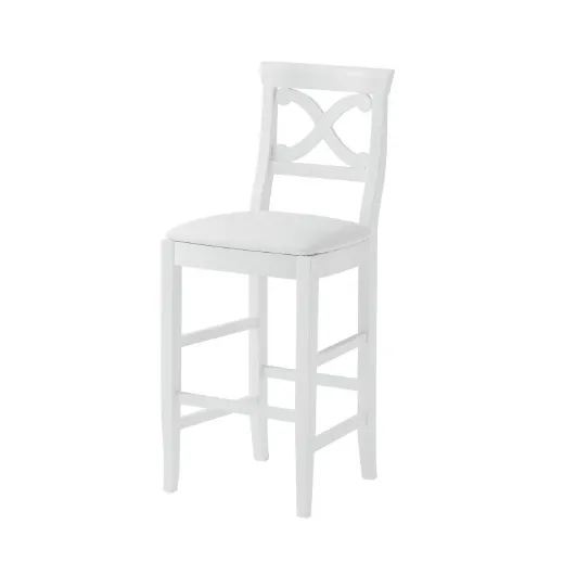 Victory stool in matte lacquered beech with padded eco-leather seat by Veneta Cucine.