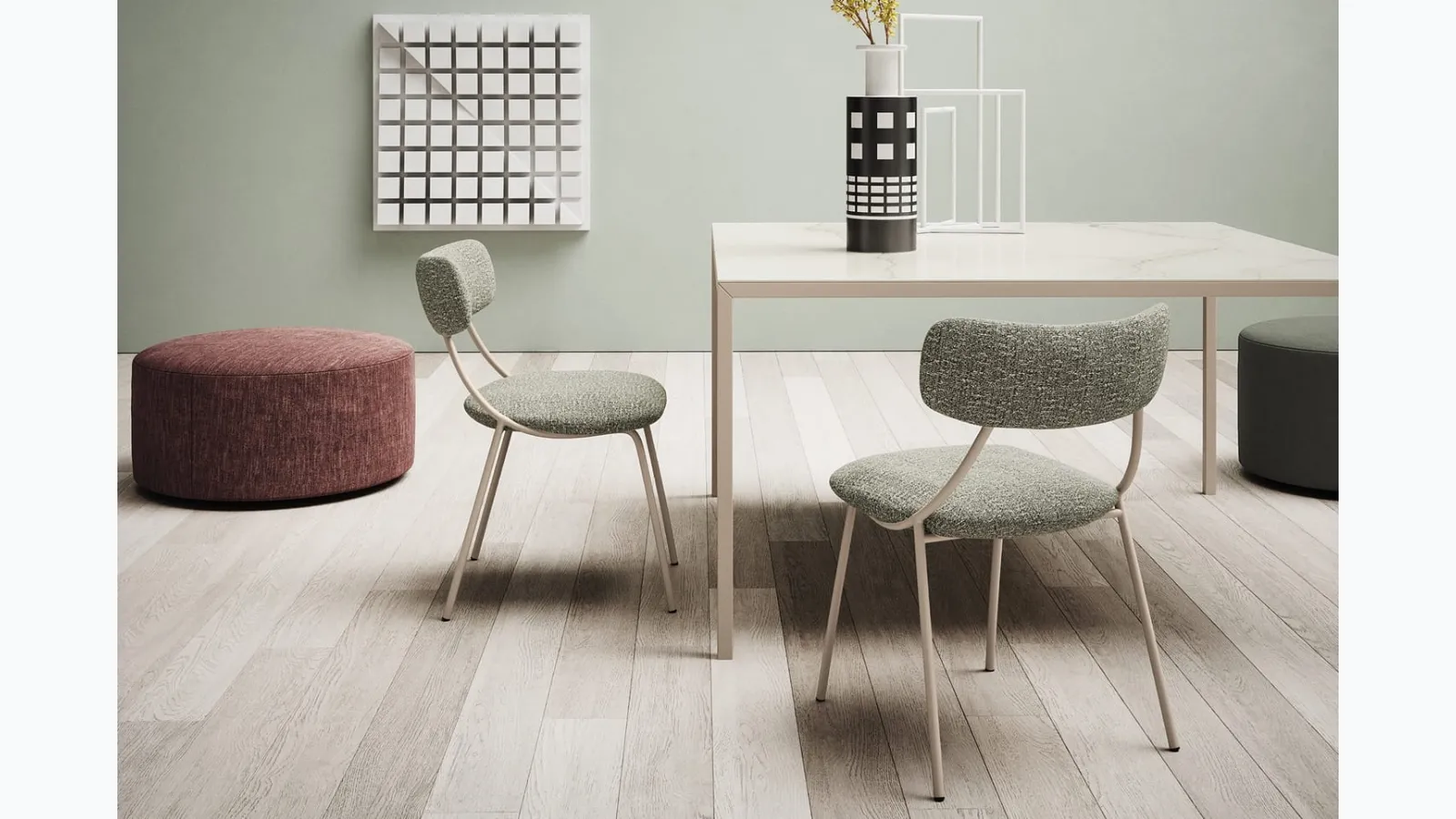 Yoko chair in padded fabric by Novamobili.