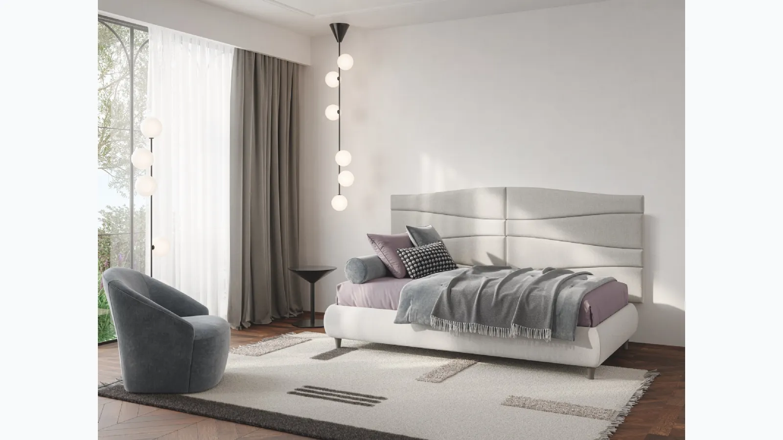 Single bed with Flute Boiserie by Twils.
