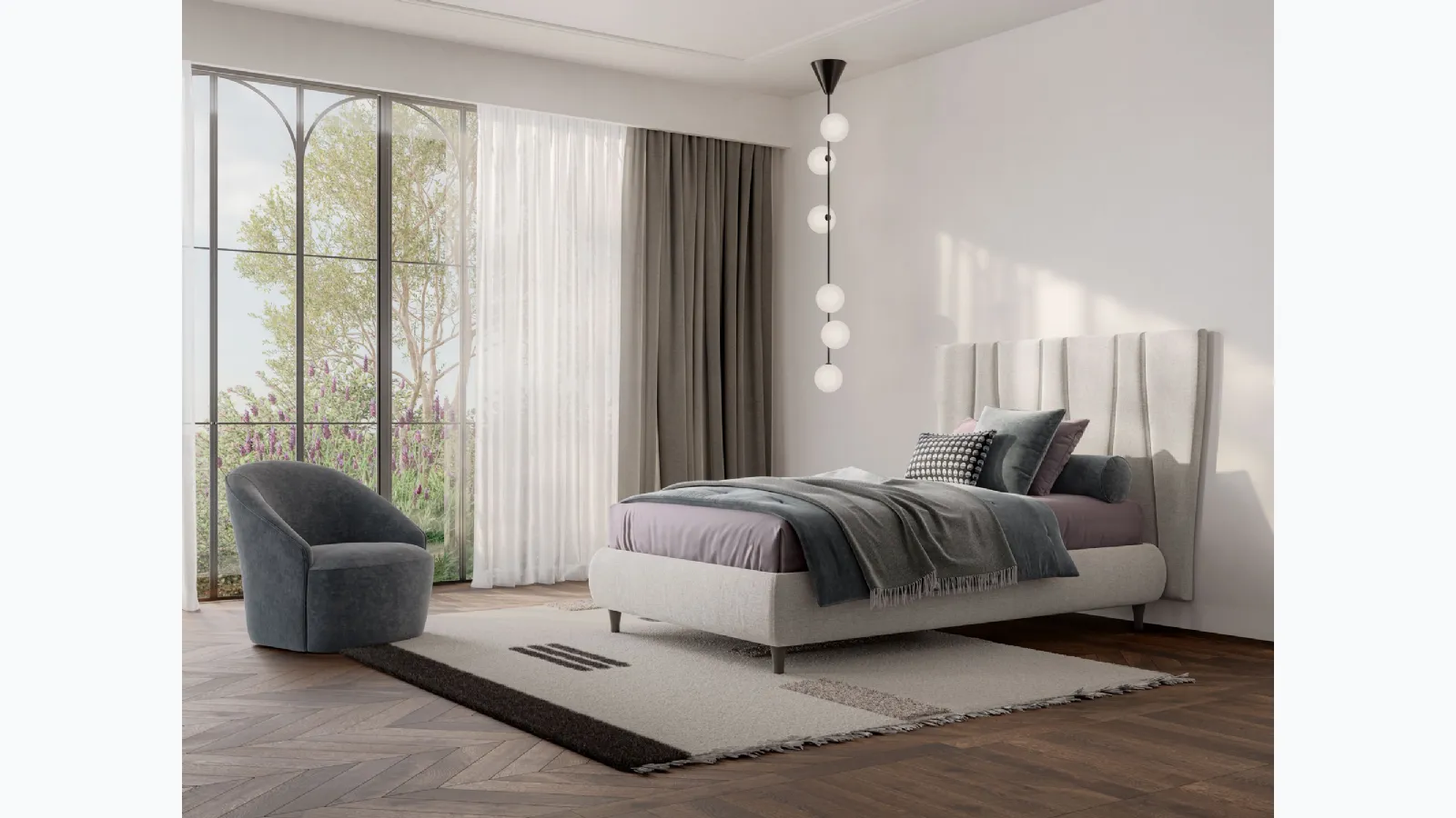 Single bed with Flute Boiserie by Twils