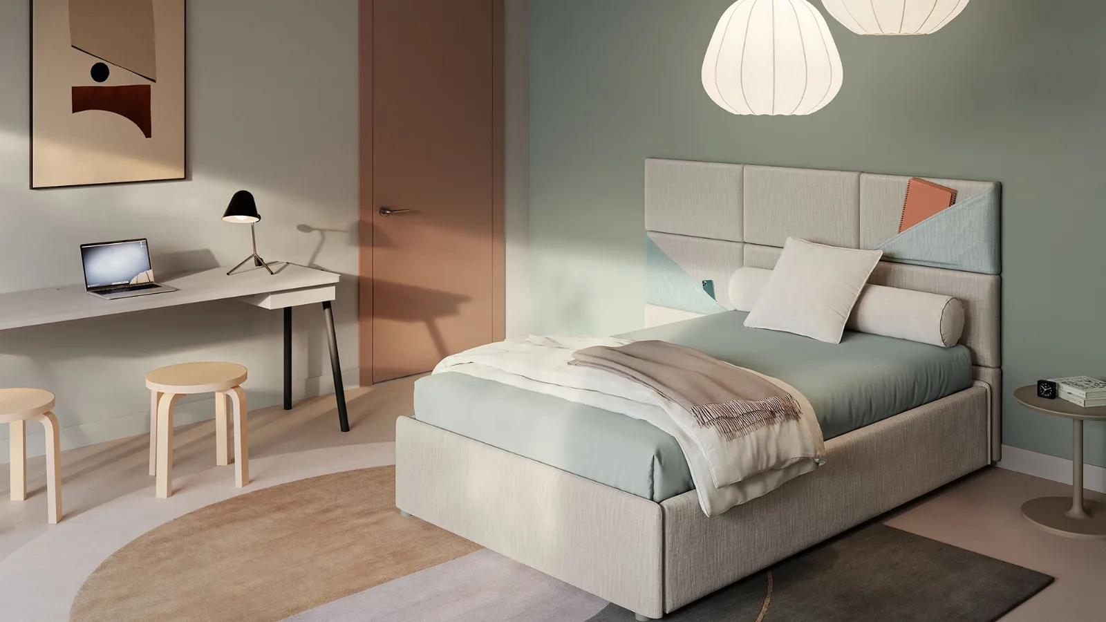 Single bed with storage box Boiserie Marlene by Twils.