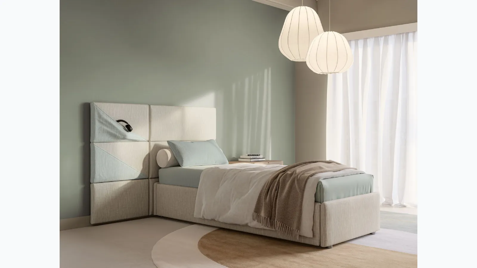Single bed with storage box Boiserie Marlene by Twils