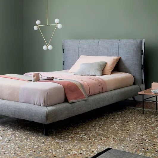 Single bed in padded fabric Cuff by Bonaldo