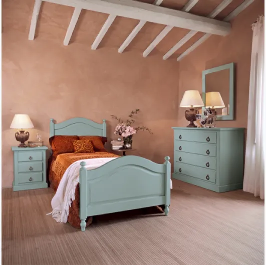 Single lacquered wooden bed Milo by Tonin Casa.