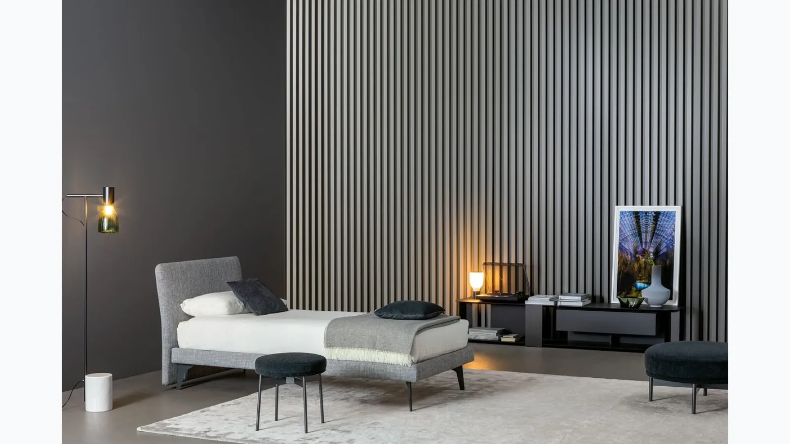 Single bed in padded fabric Tonight by Bonaldo