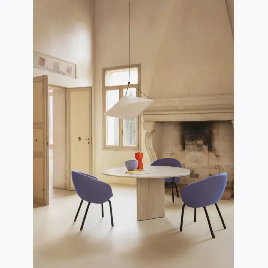 Albio table in travertine marble by Miniforms.