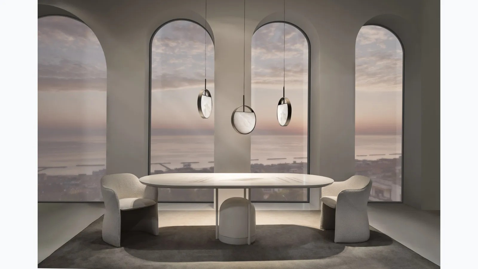 Arcane oval table lacquered with Cantori cement base.