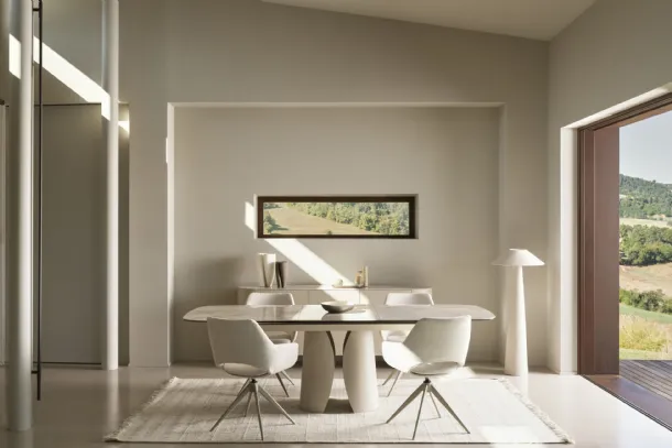 Ardis extendable table in onyx-effect ceramic by Bizzotto