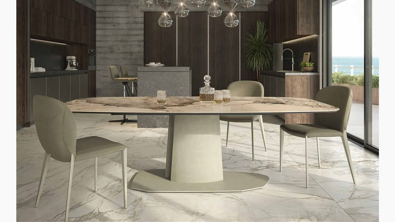 Aviator Keramik Lift adjustable height table by Cattelan Italia.