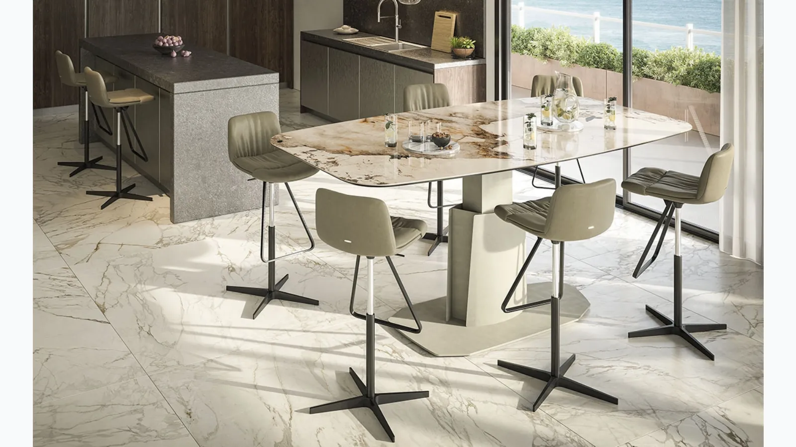 Aviator Keramik Lift height-adjustable table by Cattelan Italia.