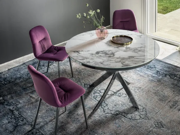 Round Barone table in SuperMarble by Bontempi