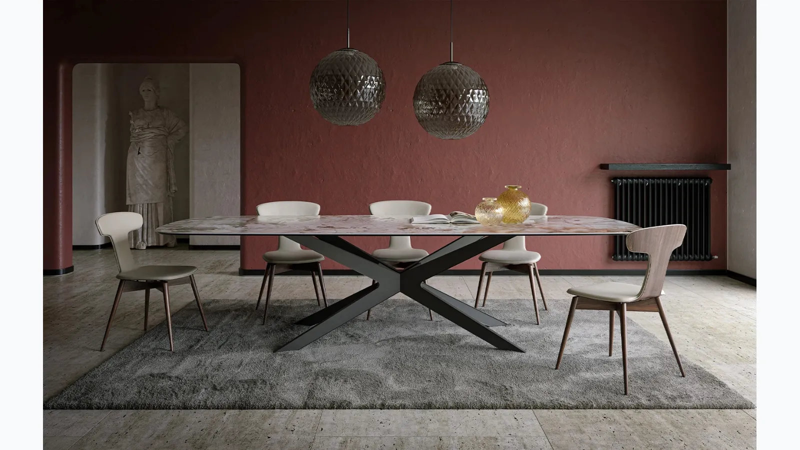 Blade table in porcelain stoneware by Tonin Casa