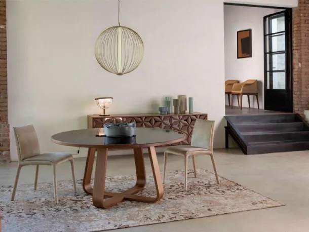 Round porcelain stoneware Branch table by Tonin Casa.