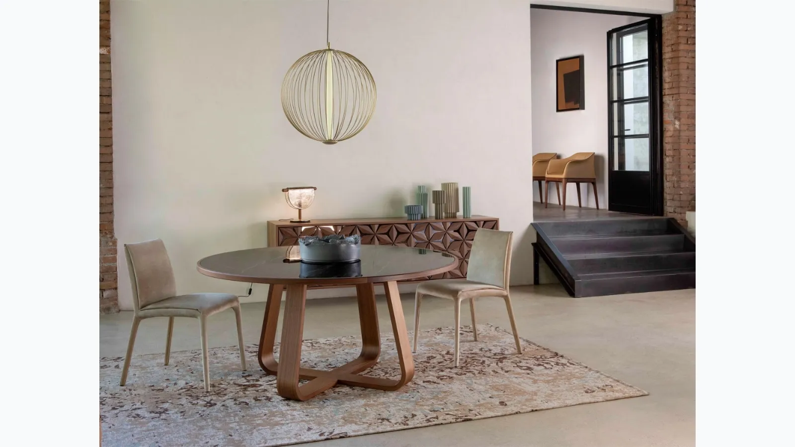 Round porcelain stoneware Branch table by Tonin Casa.
