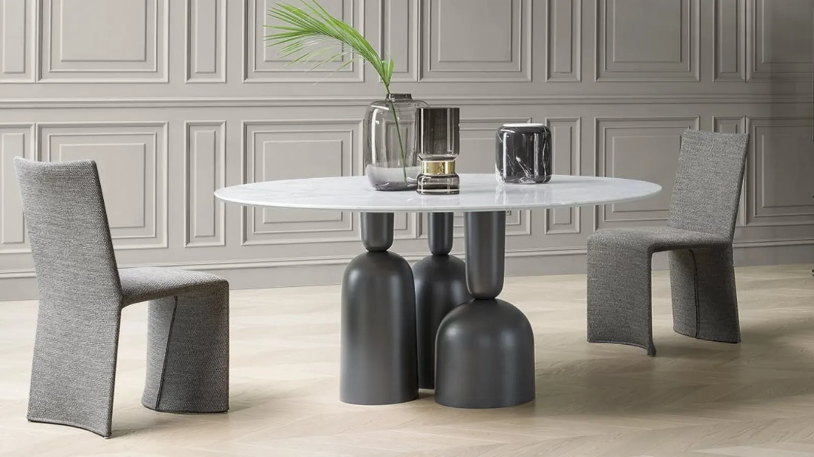 Round table with marble top Cop by Bonaldo