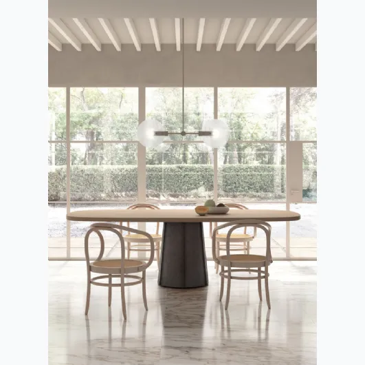 Deville table with solid Oak top and Capo d'Opera concrete base.