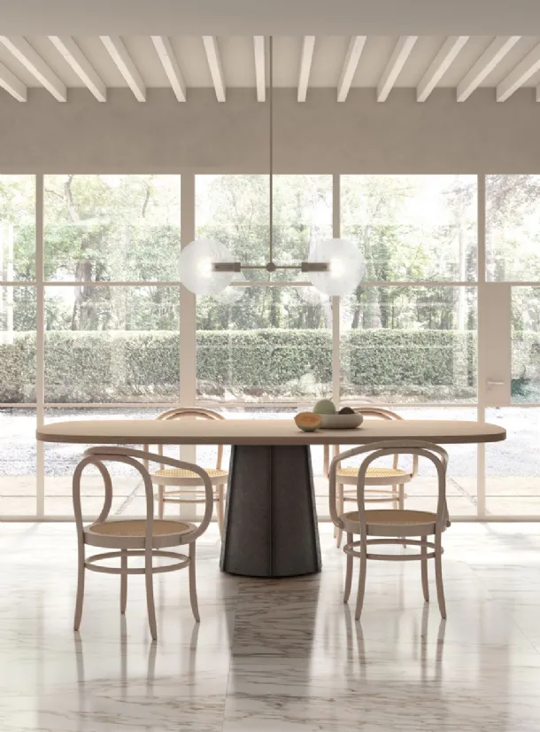 Deville table with solid Oak top and Capo d'Opera concrete base.