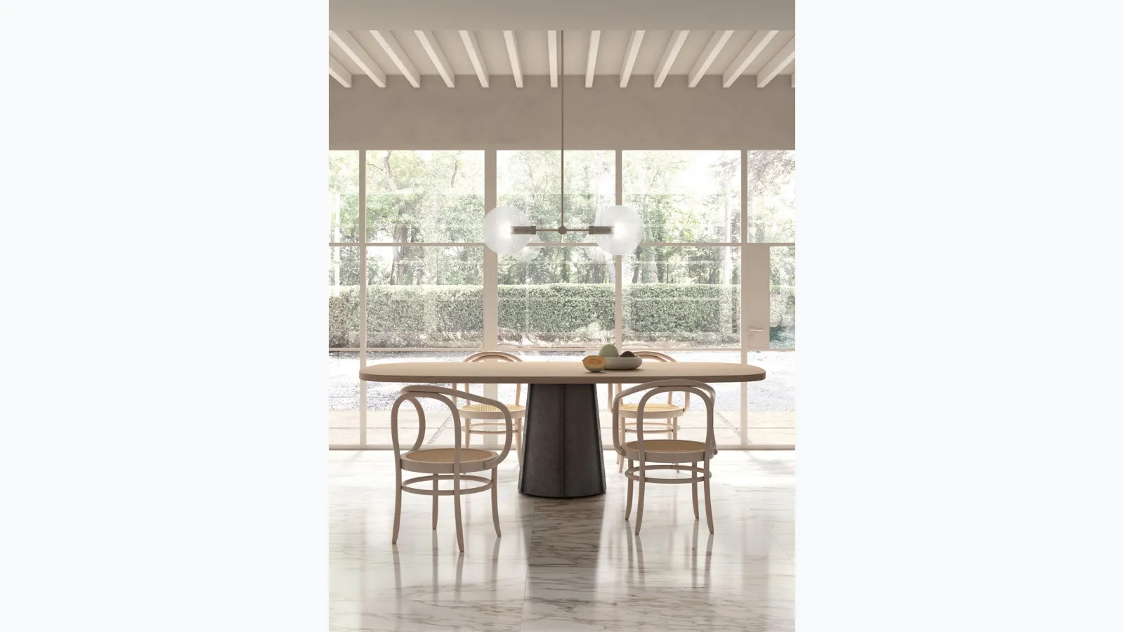Deville table with solid Oak top and Capo d'Opera concrete base.