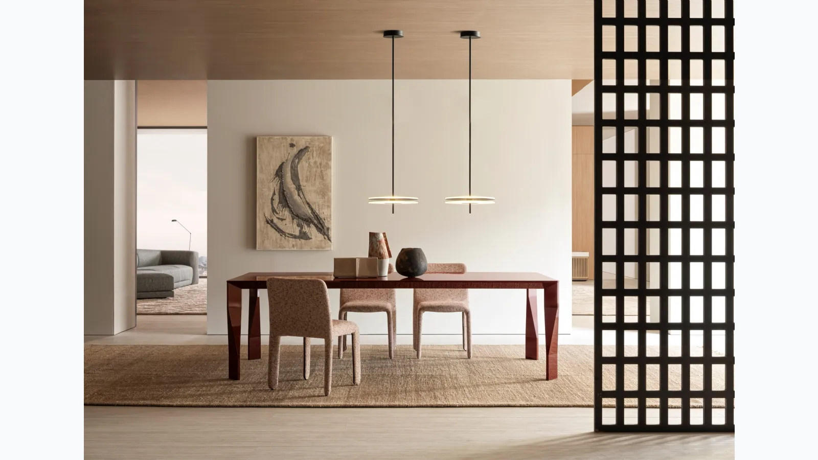 Diamond table in colored glass by Molteni & C